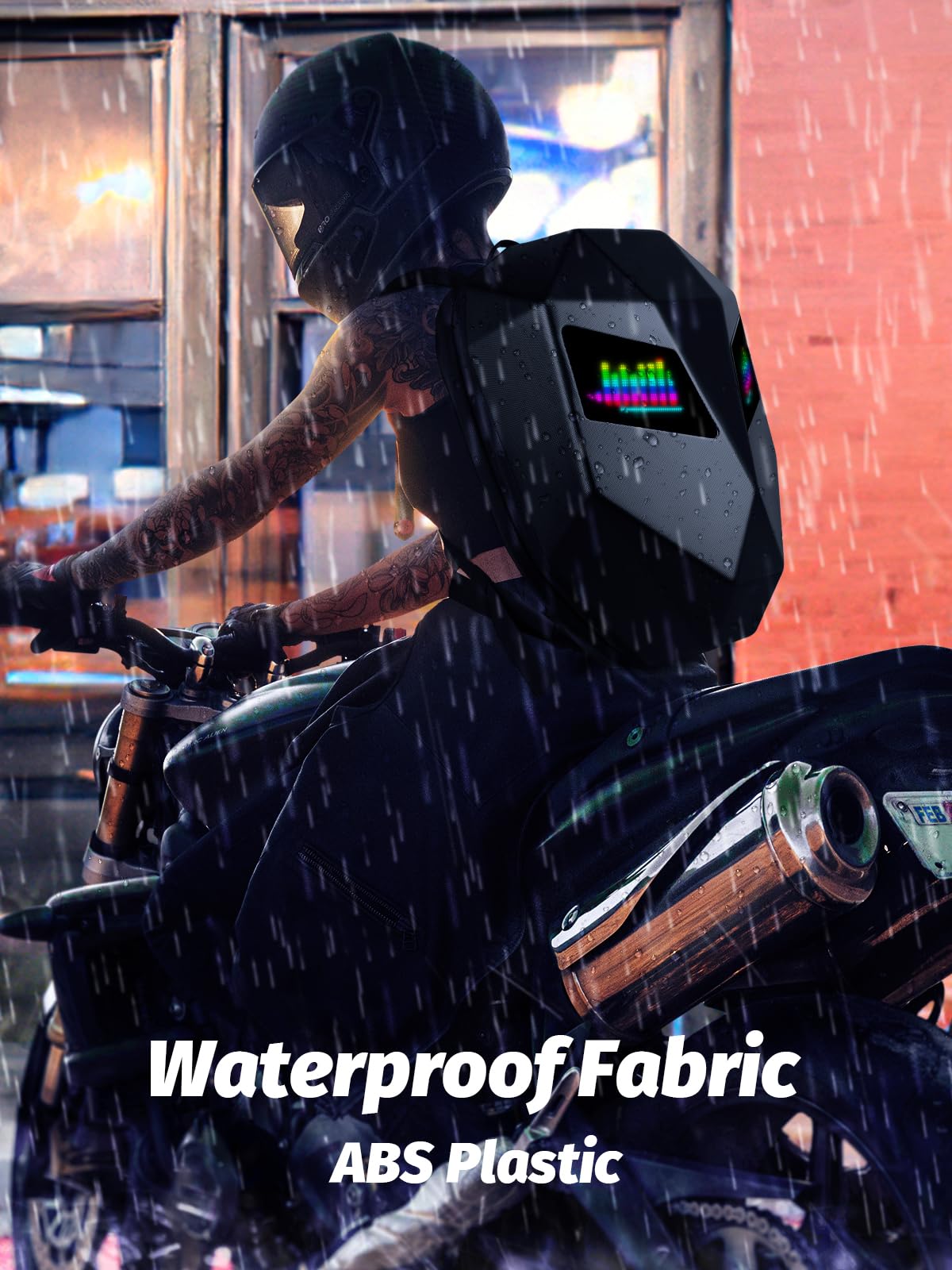 Gelrova Waterproof LED Motorcycle Backpack with Programmable LED Display (POWERBANK NOT INCLUDED)