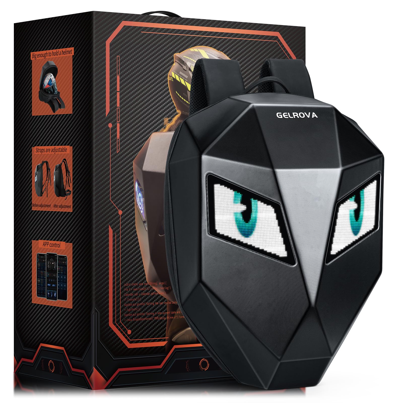 Gelrova Waterproof LED Motorcycle Backpack with Programmable LED Display (POWERBANK NOT INCLUDED)