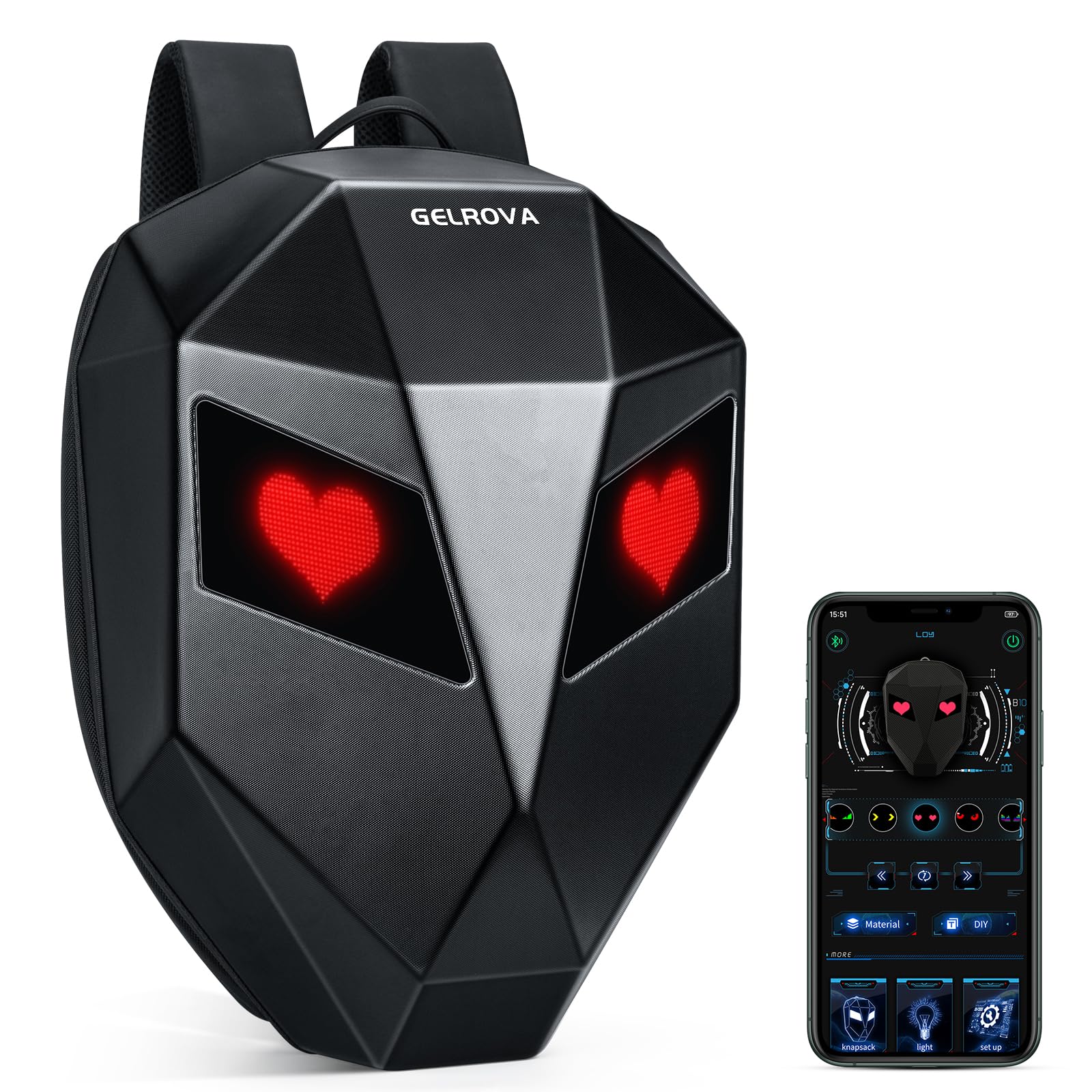 Gelrova Waterproof LED Motorcycle Backpack with Programmable LED Display (POWERBANK NOT INCLUDED)