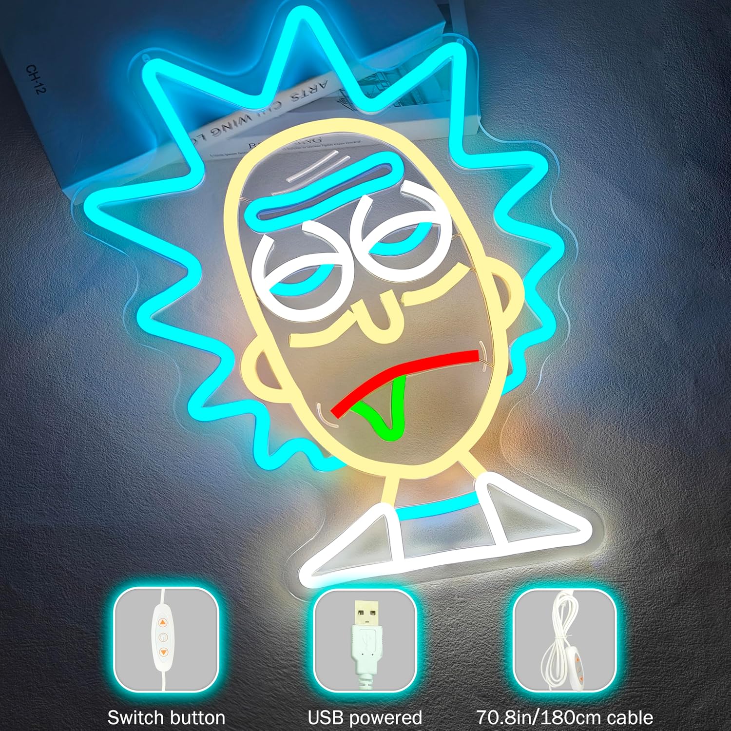 Rick and Morty Rick LED Neon Light for Wall Bedroom Game Room