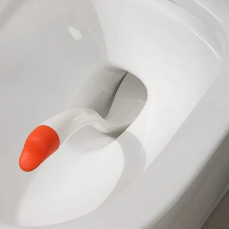 Swan-Shaped Long Handle Toilet Brush Set with Holder, Dense Bristles, Bathroom Cleaning Tool