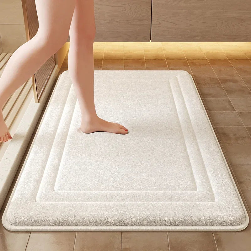 Bath Mats Simple Solid Color Super Soft Rebound Water Absorbent Quick Drying Foot Mat Bathroom Rug Shower Room Doormat