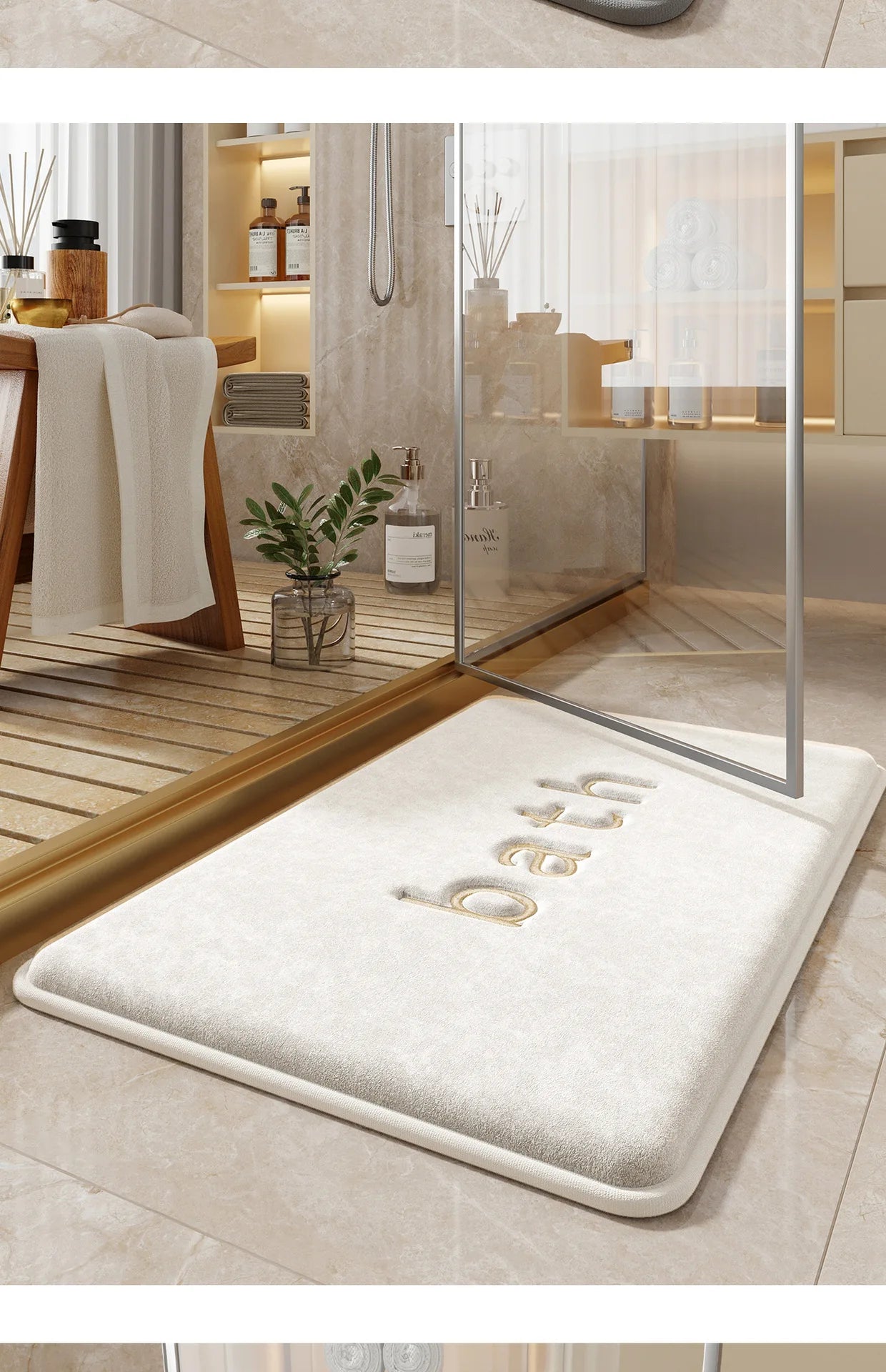 Bath Mats Simple Solid Color Super Soft Rebound Water Absorbent Quick Drying Foot Mat Bathroom Rug Shower Room Doormat