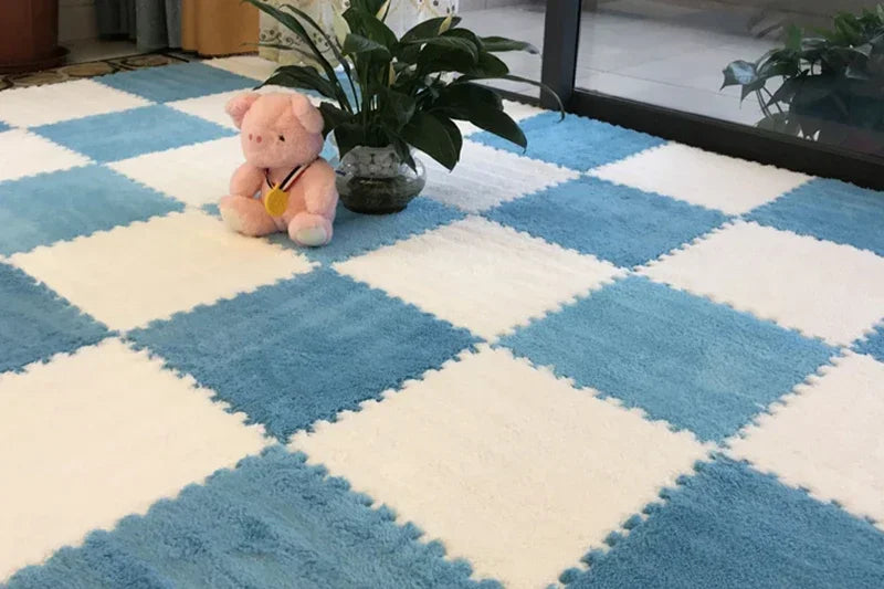 Soft Plush Rug Play Mat Puzzle Carpet Warm Playmat Interlocking Exercise Tiles Floor Carpet
