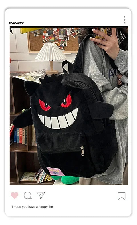 Pokemon Go Gengar Stylish Black Purple Backpack Trendy Cool Large Bag