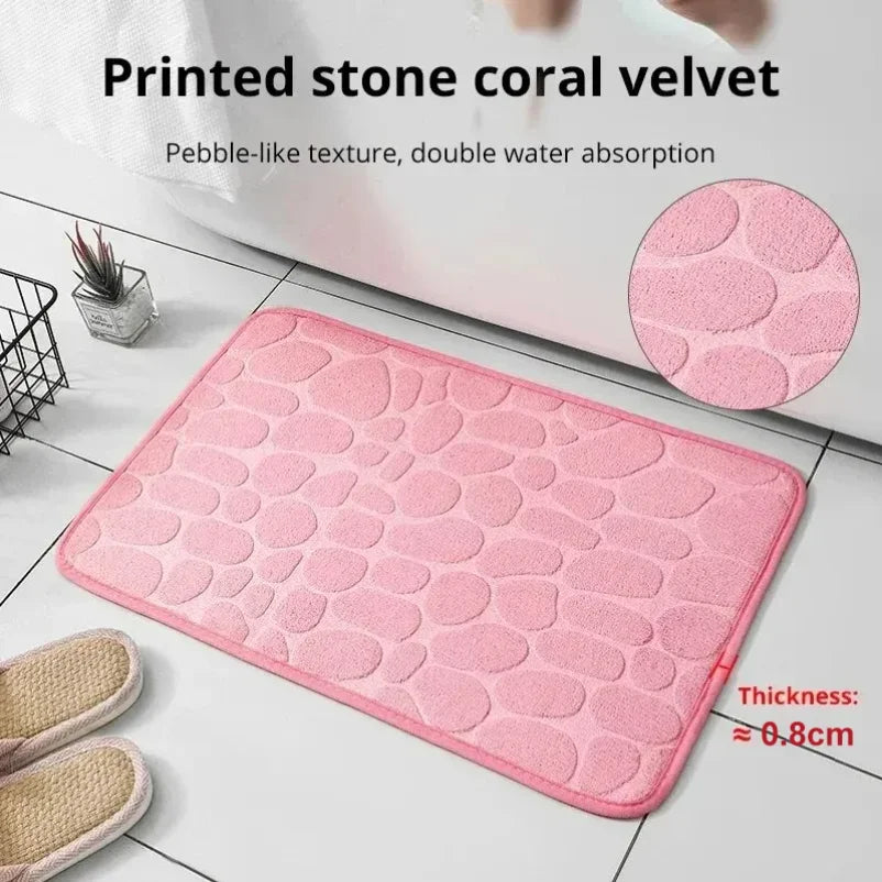 Embossed Pebble fiber carpet, bathroom living room anti slip mat, Pebble floor mat