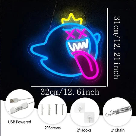Blue King Boo The Ghost Face USB LED Neon Light