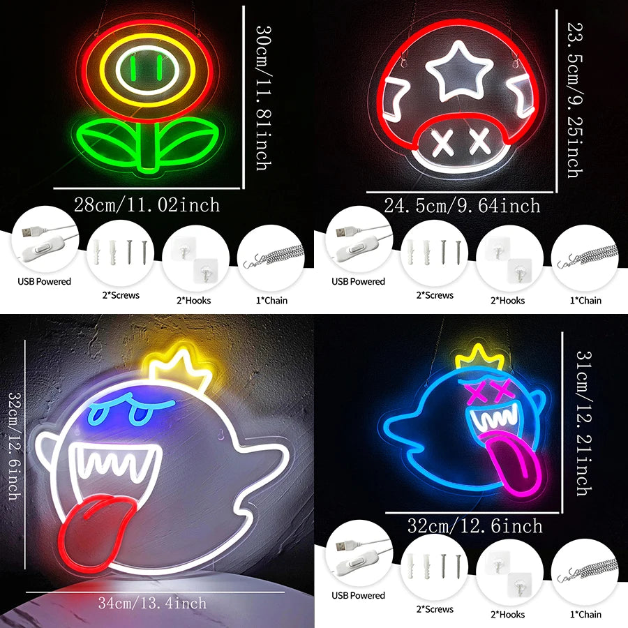 King Boo Ghost Face USB Dimmable Neon Light