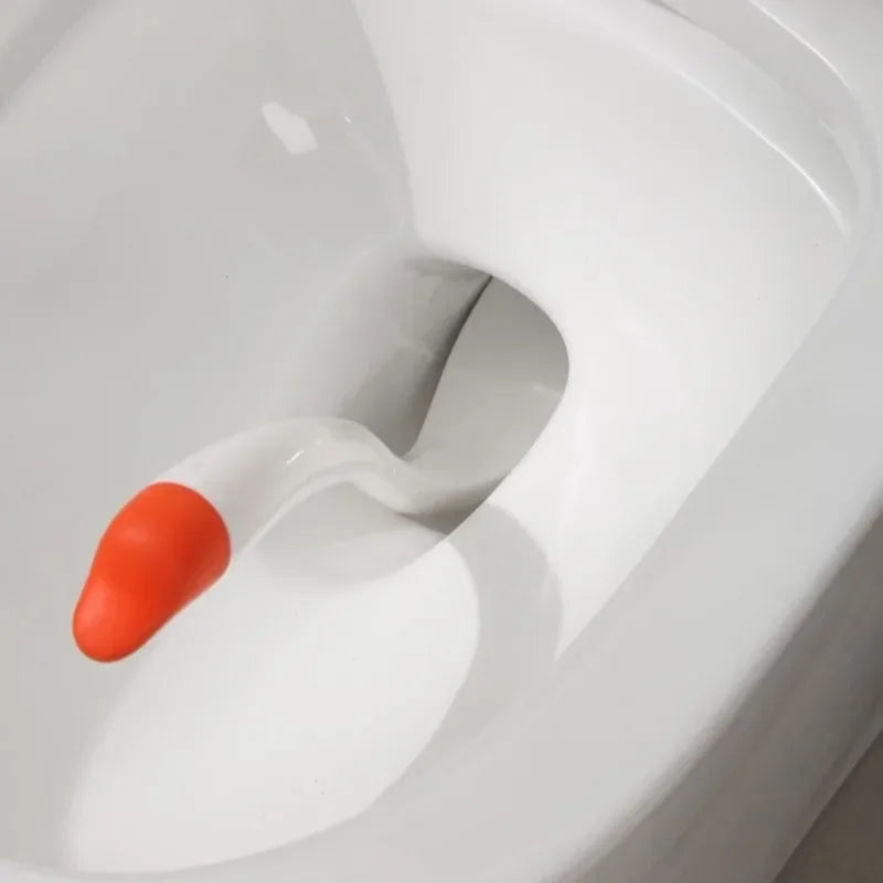 Swan-Shaped Long Handle Toilet Brush Set with Holder, Dense Bristles, Bathroom Cleaning Tool