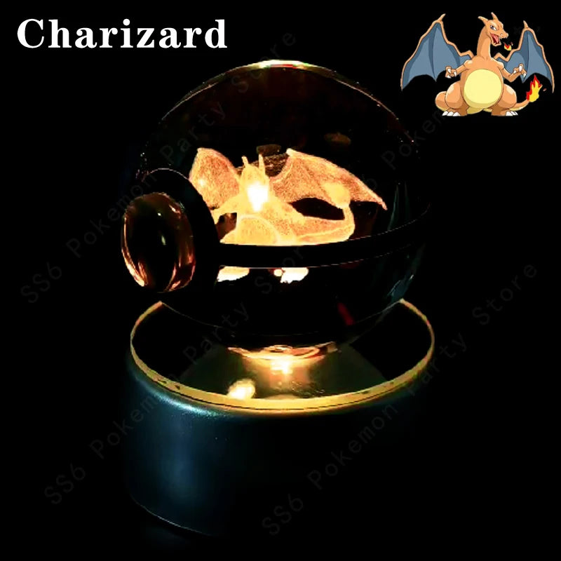 Pokemon Crystal Ball 3D Night Light With Lamp Base