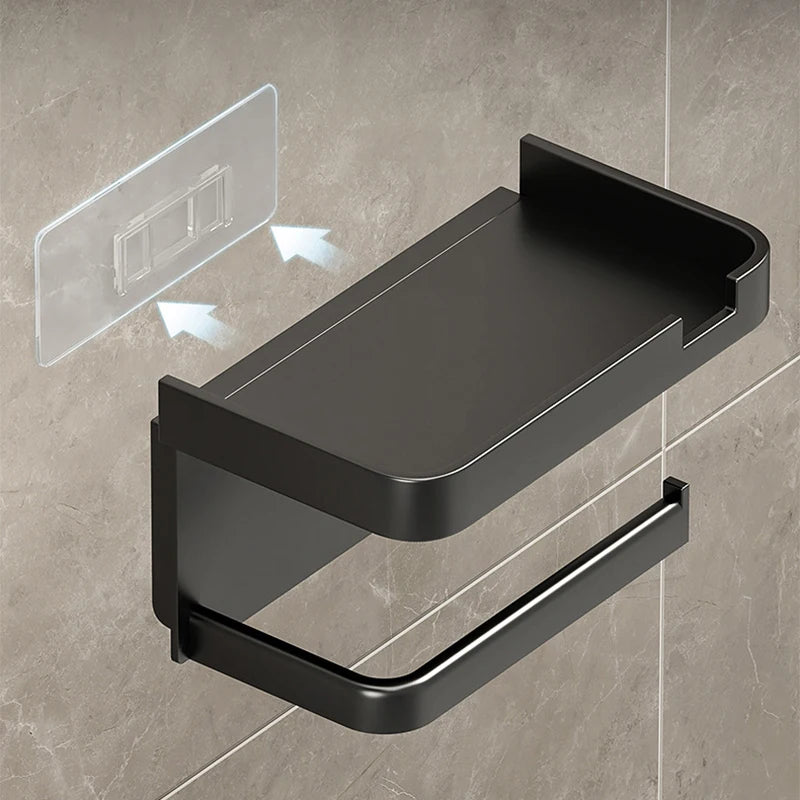 Toilet Paper Holder With Shelf Rack Bathroom Wall Roll Of Paper Phone Storage