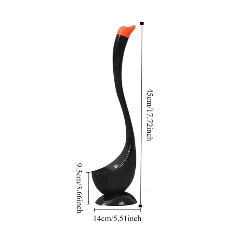 Swan-Shaped Long Handle Toilet Brush Set with Holder, Dense Bristles, Bathroom Cleaning Tool