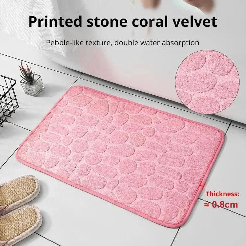 Embossed Pebble fiber carpet, bathroom living room anti slip mat, Pebble floor mat