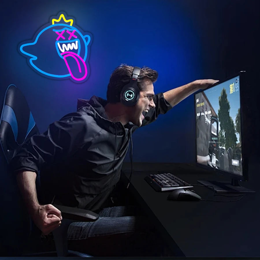 Blue King Boo The Ghost Face USB LED Neon Light