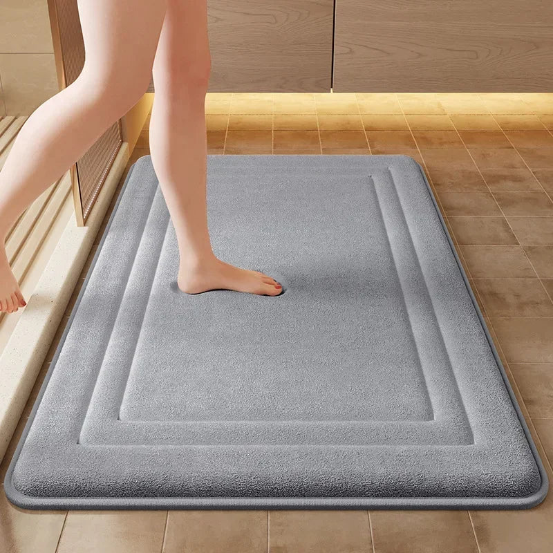 Bath Mats Simple Solid Color Super Soft Rebound Water Absorbent Quick Drying Foot Mat Bathroom Rug Shower Room Doormat