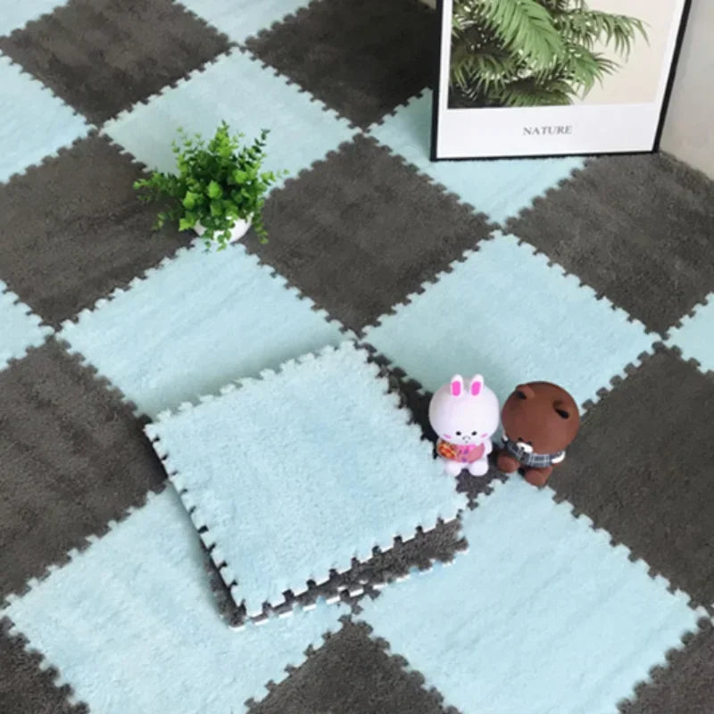 Soft Plush Rug Play Mat Puzzle Carpet Warm Playmat Interlocking Exercise Tiles Floor Carpet