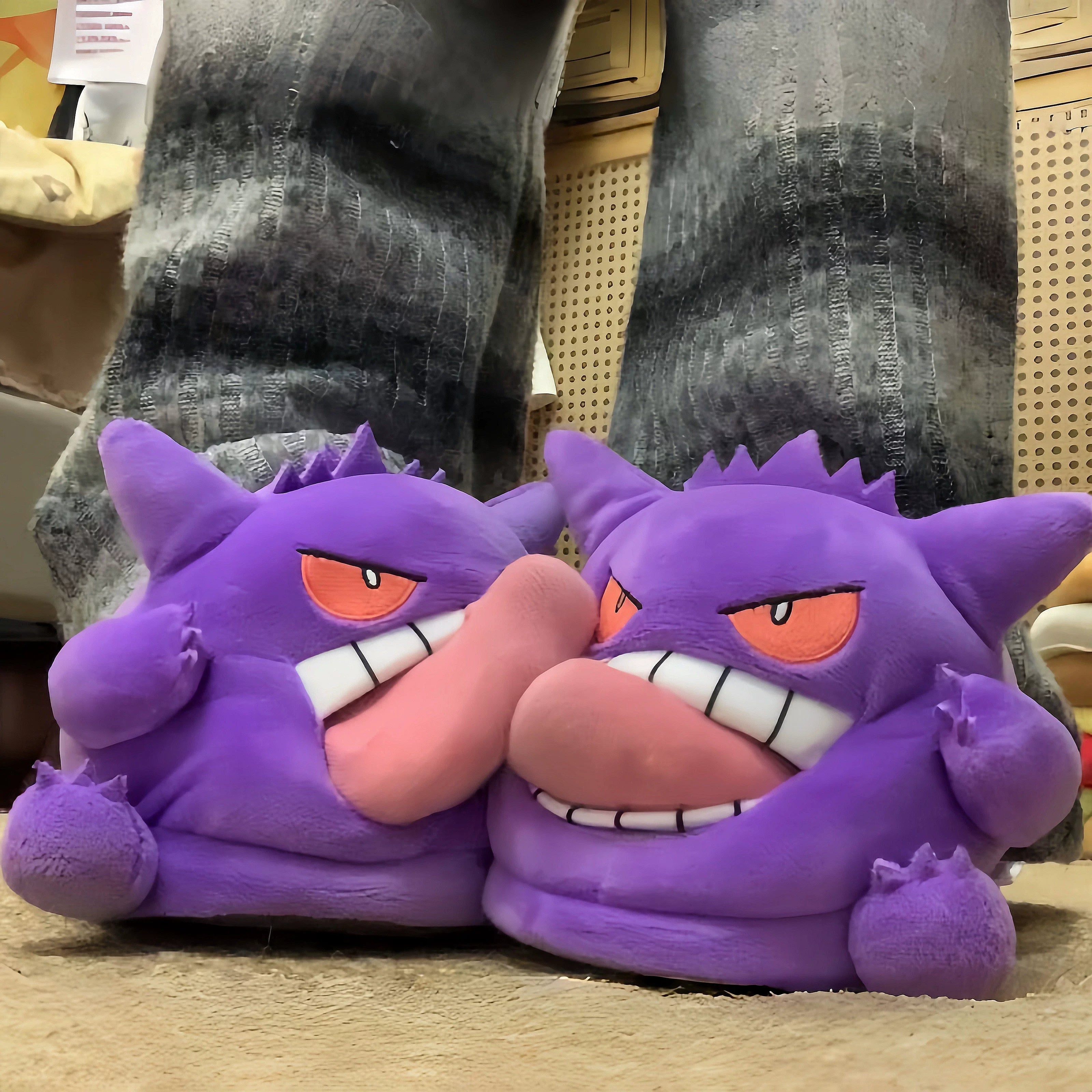 2026 New Pokemon Gengar Slippers Funny Tongue Out Design Soft Sole