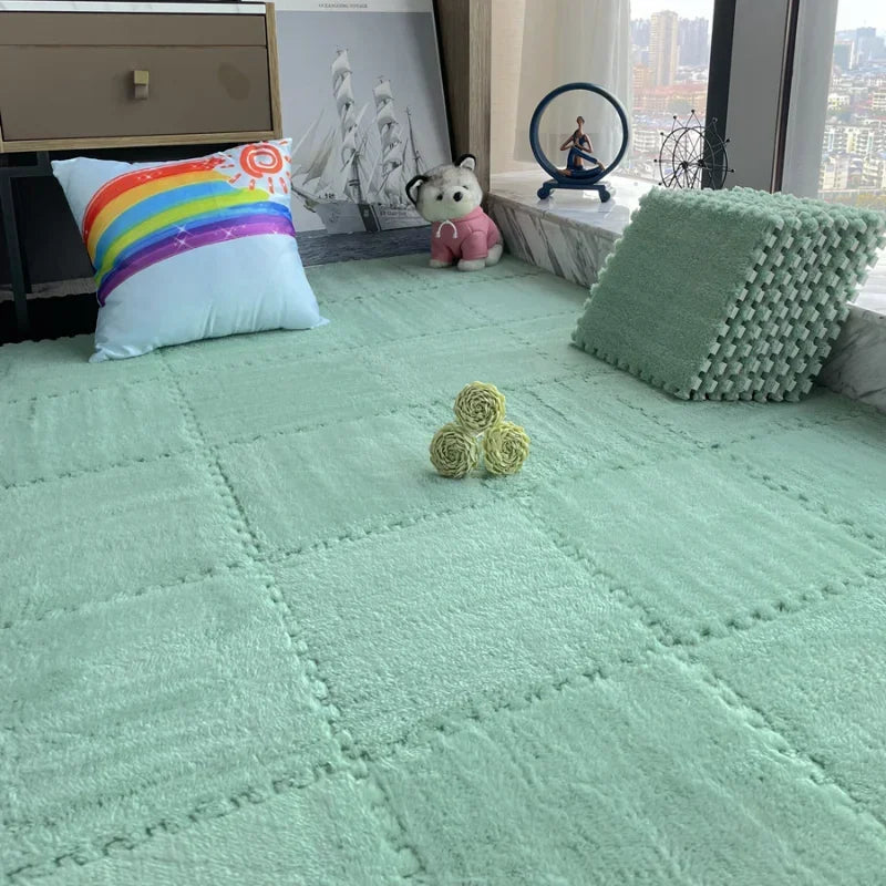 Soft Plush Rug Play Mat Puzzle Carpet Warm Playmat Interlocking Exercise Tiles Floor Carpet