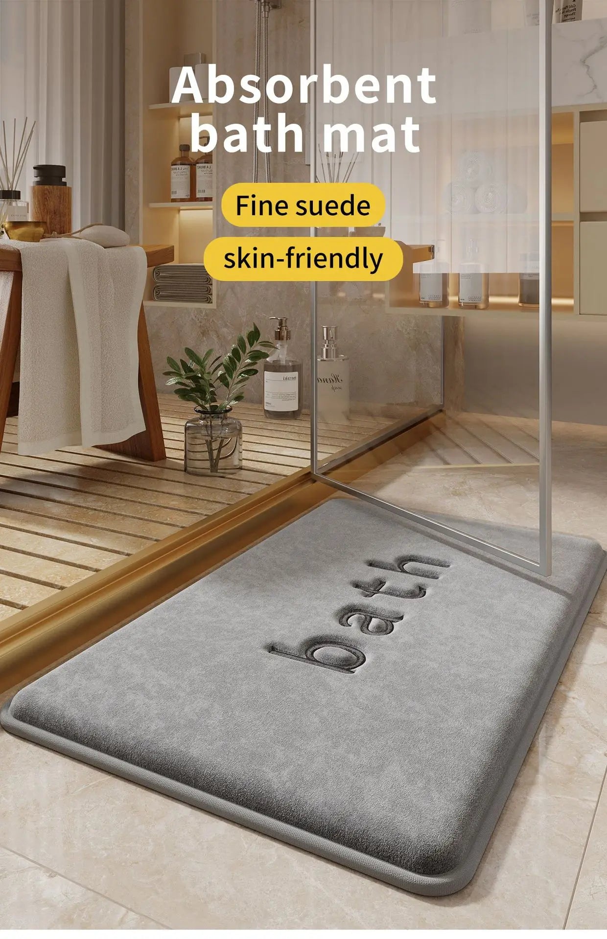 Bath Mats Simple Solid Color Super Soft Rebound Water Absorbent Quick Drying Foot Mat Bathroom Rug Shower Room Doormat