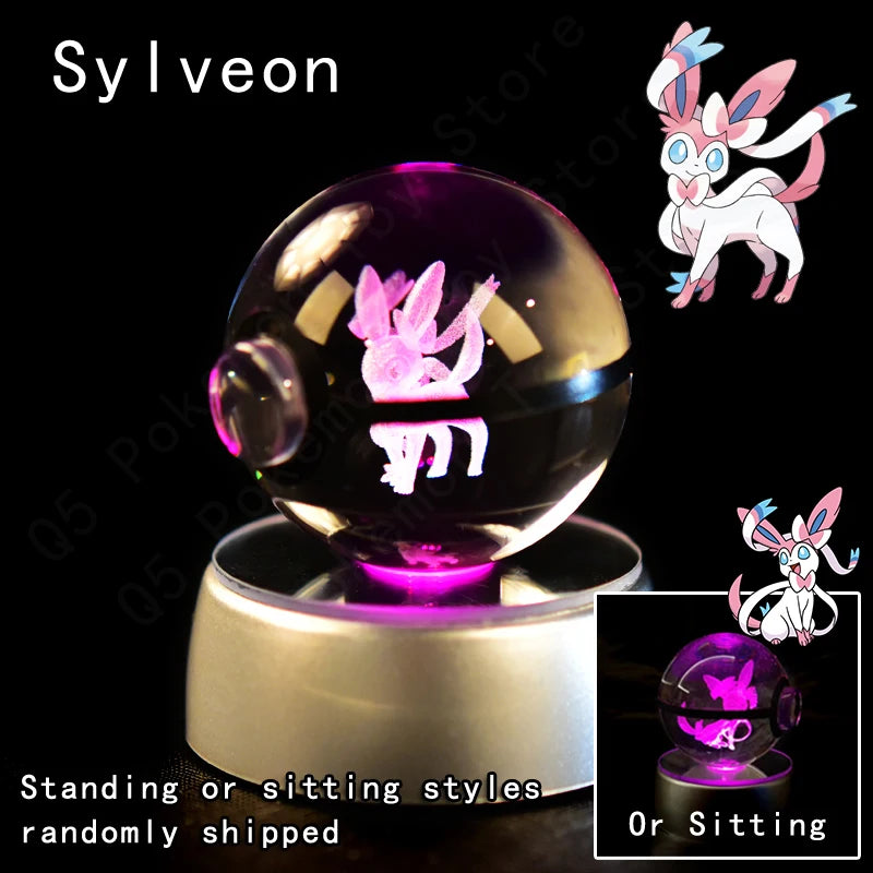 Pokemon Crystal Ball 3D Night Light With Lamp Base