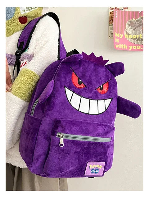 Pokemon Go Gengar Stylish Black Purple Backpack Trendy Cool Large Bag