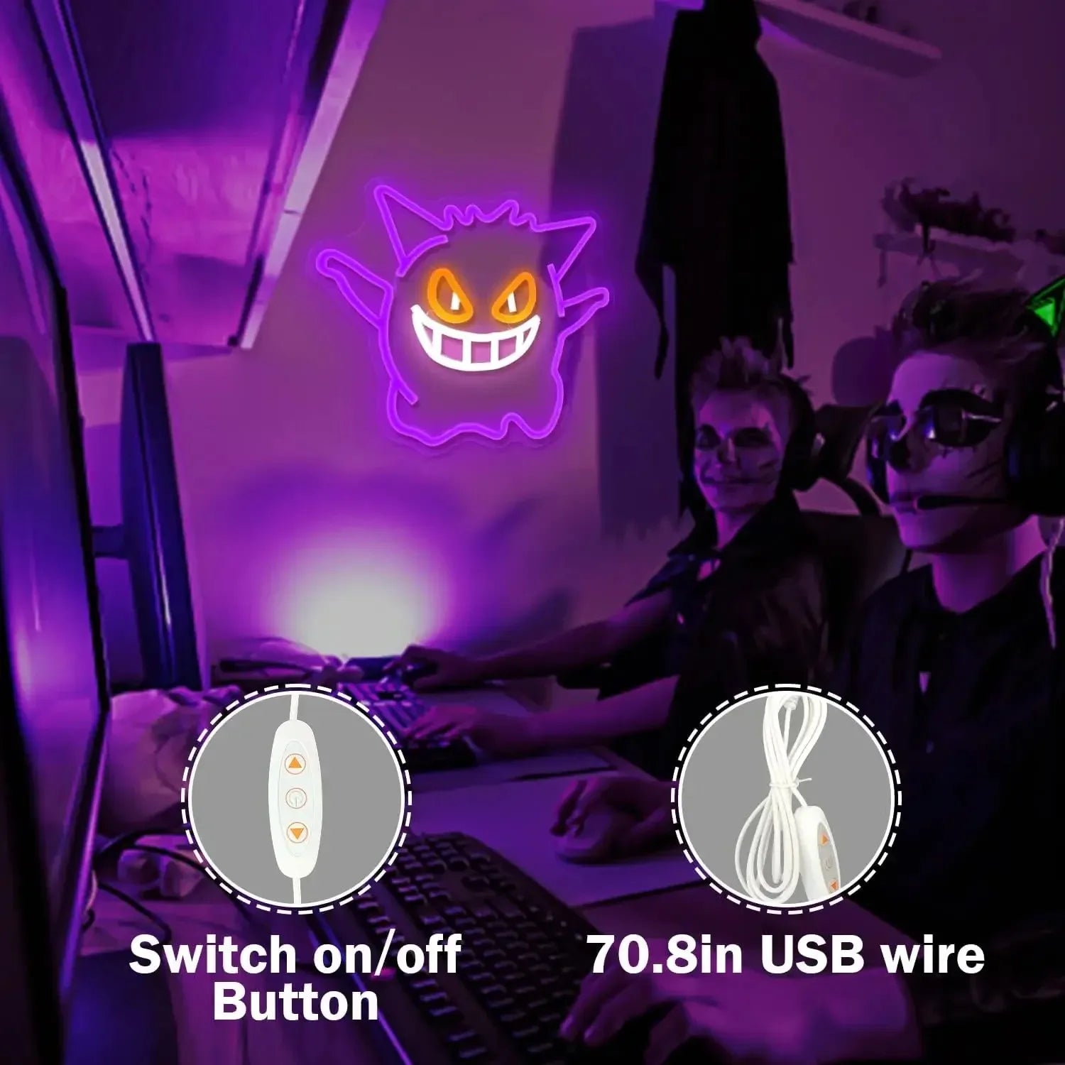 Gengar Neon LED Wall Decor USB Powered