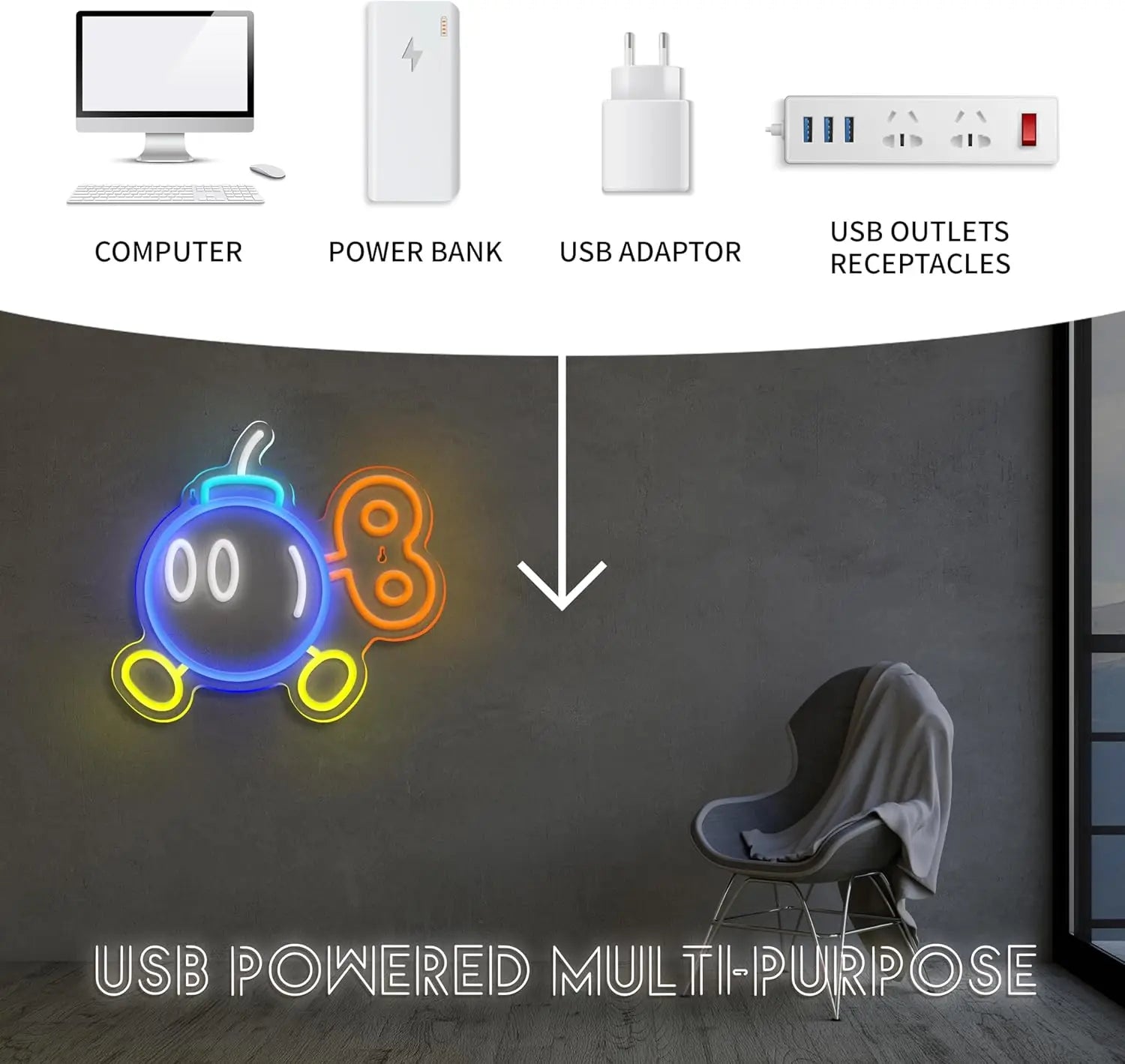 Bob-omb USB Dimmable Cartoon Neon Sign