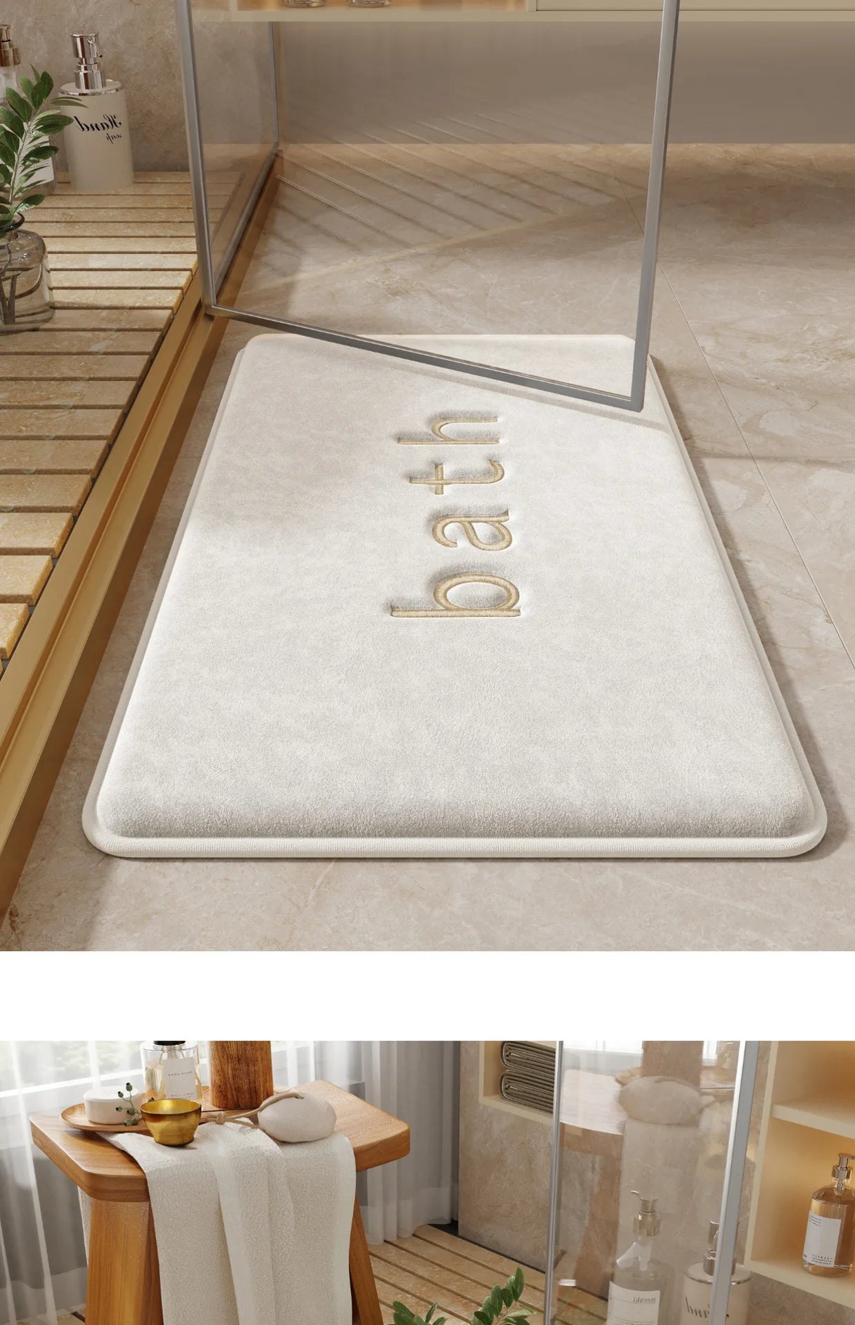 Bath Mats Simple Solid Color Super Soft Rebound Water Absorbent Quick Drying Foot Mat Bathroom Rug Shower Room Doormat