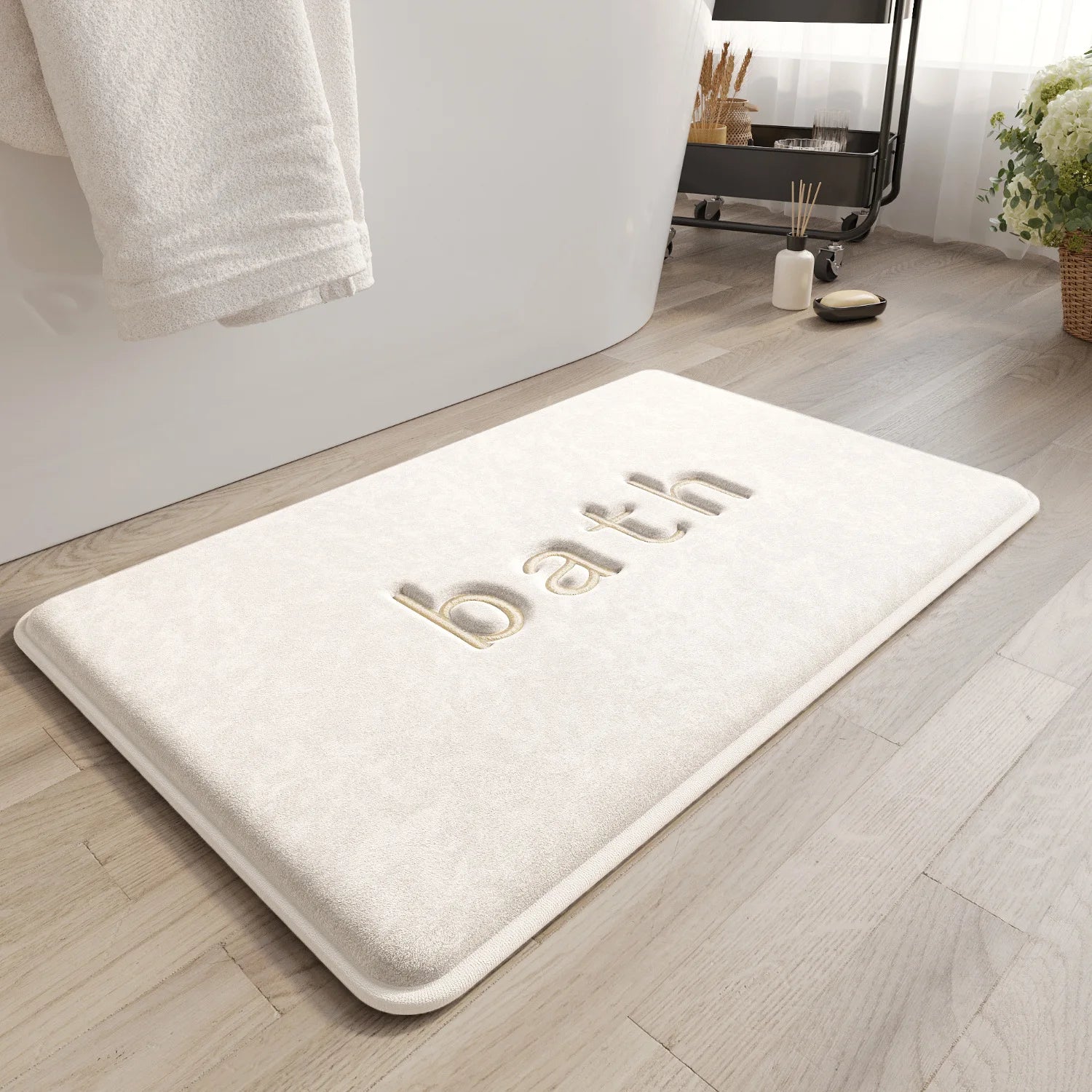 Bath Mats Simple Solid Color Super Soft Rebound Water Absorbent Quick Drying Foot Mat Bathroom Rug Shower Room Doormat