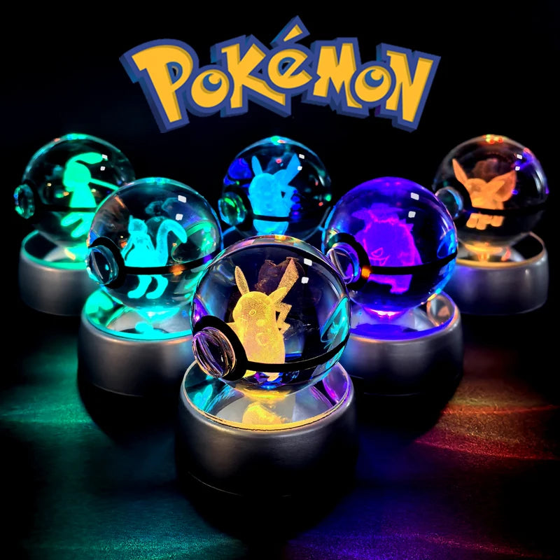 Pokemon Crystal Ball 3D Night Light With Lamp Base