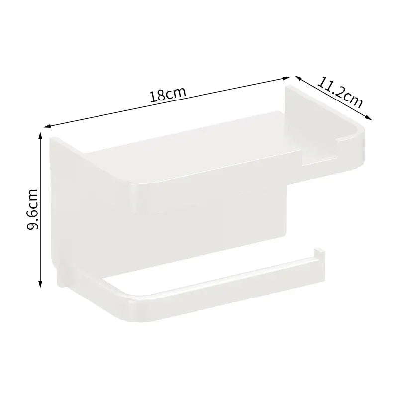 Toilet Paper Holder With Shelf Rack Bathroom Wall Roll Of Paper Phone Storage