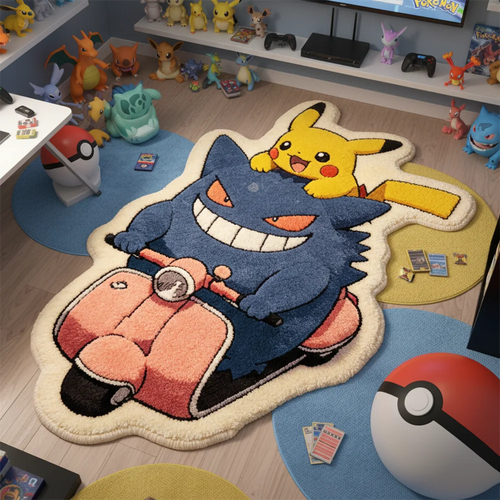 Cartoon Anime Pokemon Gengar Pikachu Rug Floor Mat Kids Room Decor Non-Slip Carpet,Pet/Game Mat,Soft Decorative Blanket