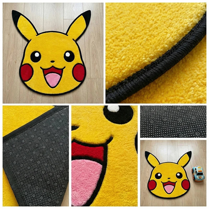 Pokemon Pikachu Rug Anime Cartoon Shaped Floor Mat Soft Plush Non-Slip Carpet