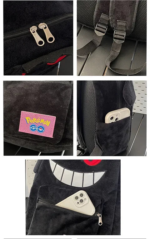Pokemon Go Gengar Stylish Black Purple Backpack Trendy Cool Large Bag