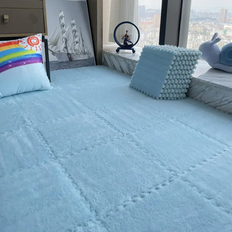 Soft Plush Rug Play Mat Puzzle Carpet Warm Playmat Interlocking Exercise Tiles Floor Carpet