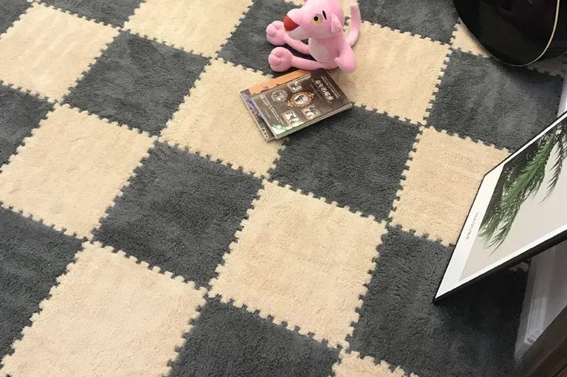 Soft Plush Rug Play Mat Puzzle Carpet Warm Playmat Interlocking Exercise Tiles Floor Carpet