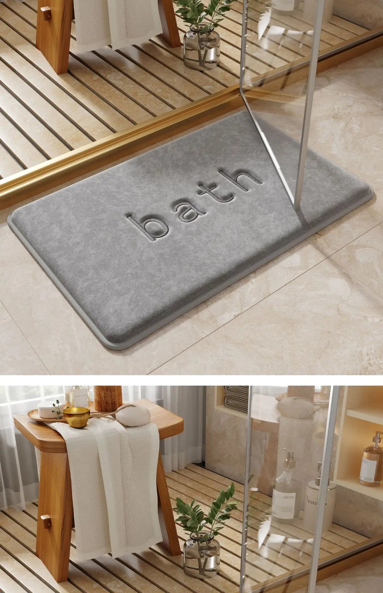 Bath Mats Simple Solid Color Super Soft Rebound Water Absorbent Quick Drying Foot Mat Bathroom Rug Shower Room Doormat