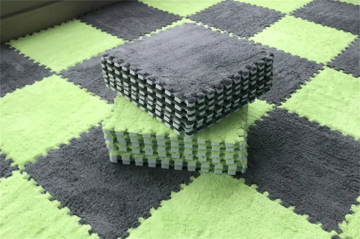 Soft Plush Rug Play Mat Puzzle Carpet Warm Playmat Interlocking Exercise Tiles Floor Carpet