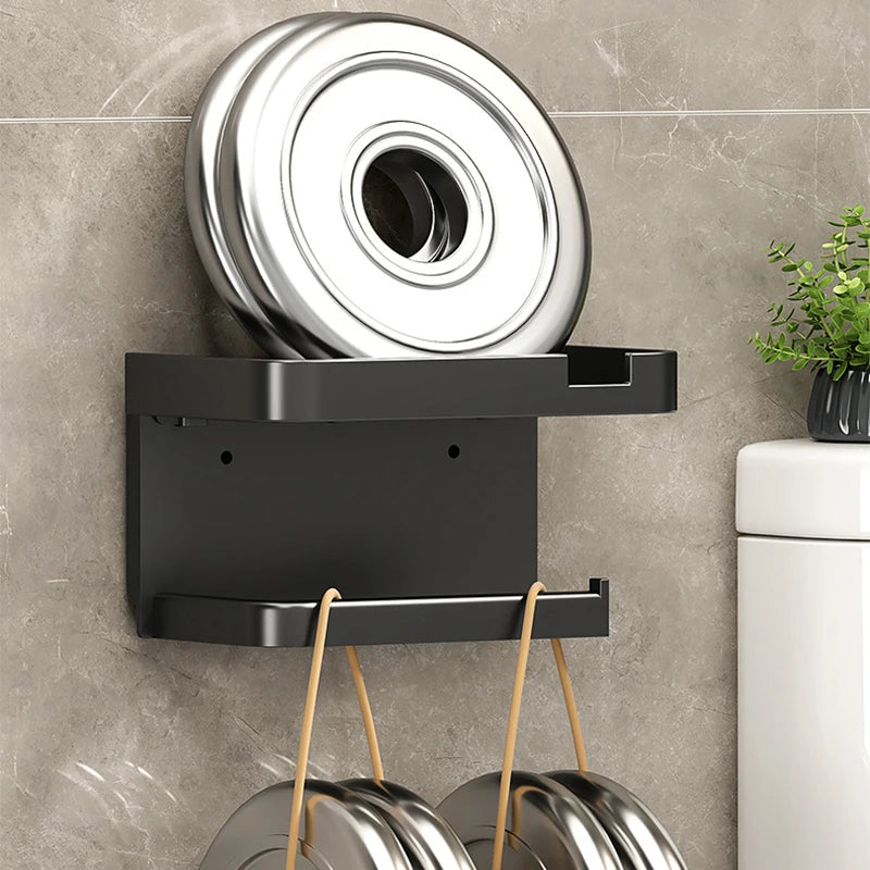 Toilet Paper Holder With Shelf Rack Bathroom Wall Roll Of Paper Phone Storage