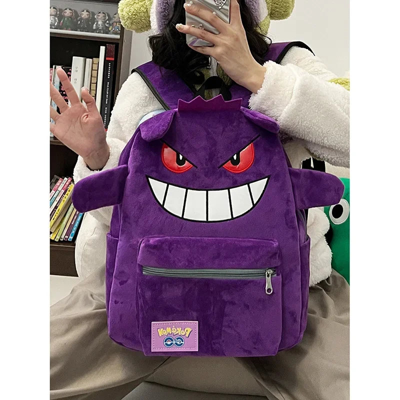 Pokemon Go Gengar Stylish Black Purple Backpack Trendy Cool Large Bag