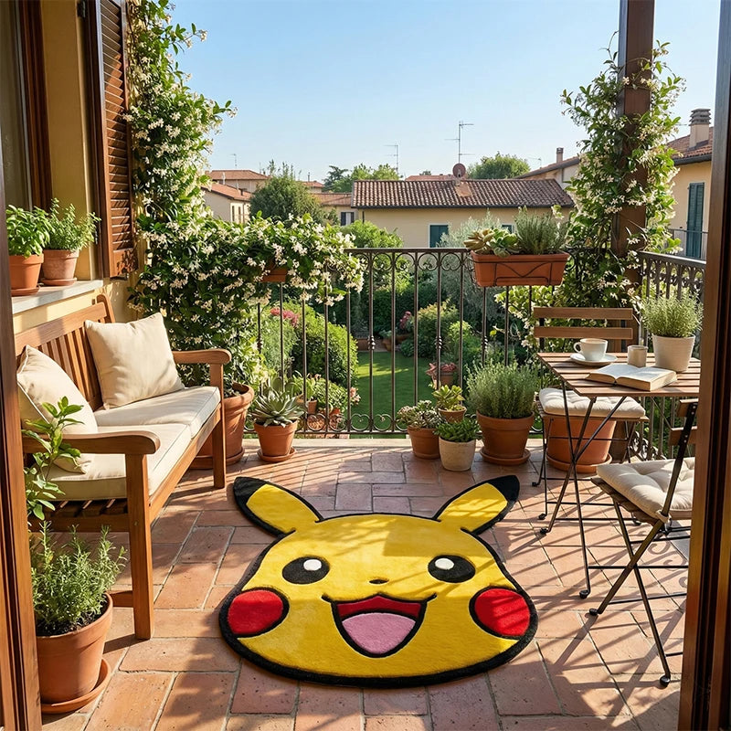 Pokemon Pikachu Rug Anime Cartoon Shaped Floor Mat Soft Plush Non-Slip Carpet