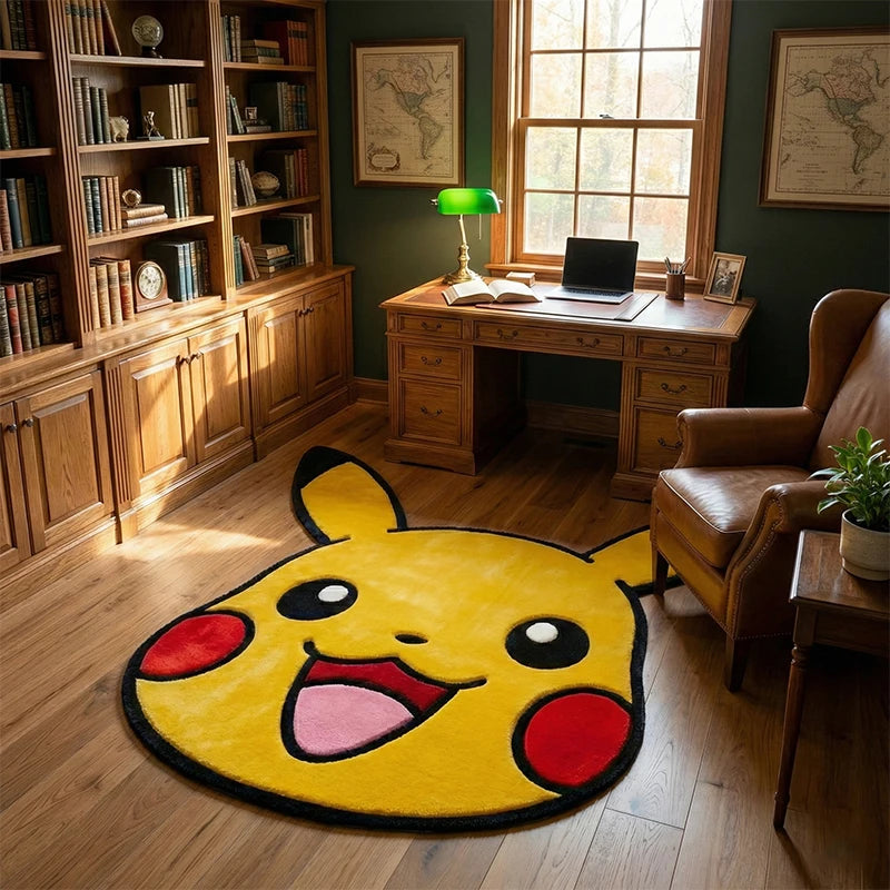 Pokemon Pikachu Rug Anime Cartoon Shaped Floor Mat Soft Plush Non-Slip Carpet