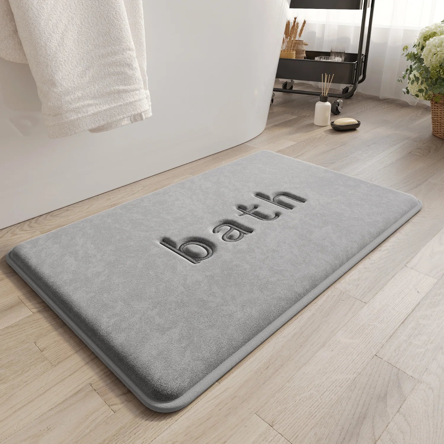 Bath Mats Simple Solid Color Super Soft Rebound Water Absorbent Quick Drying Foot Mat Bathroom Rug Shower Room Doormat