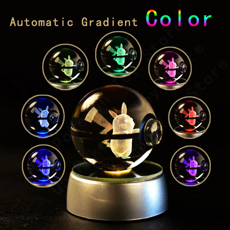 Pokemon Crystal Ball 3D Night Light With Lamp Base