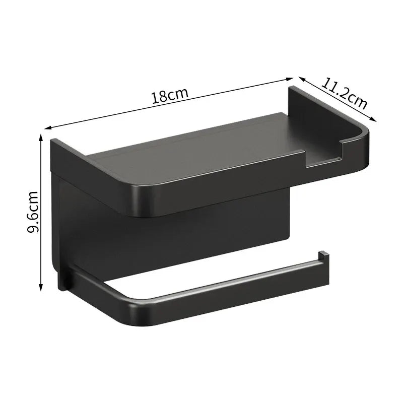 Toilet Paper Holder With Shelf Rack Bathroom Wall Roll Of Paper Phone Storage