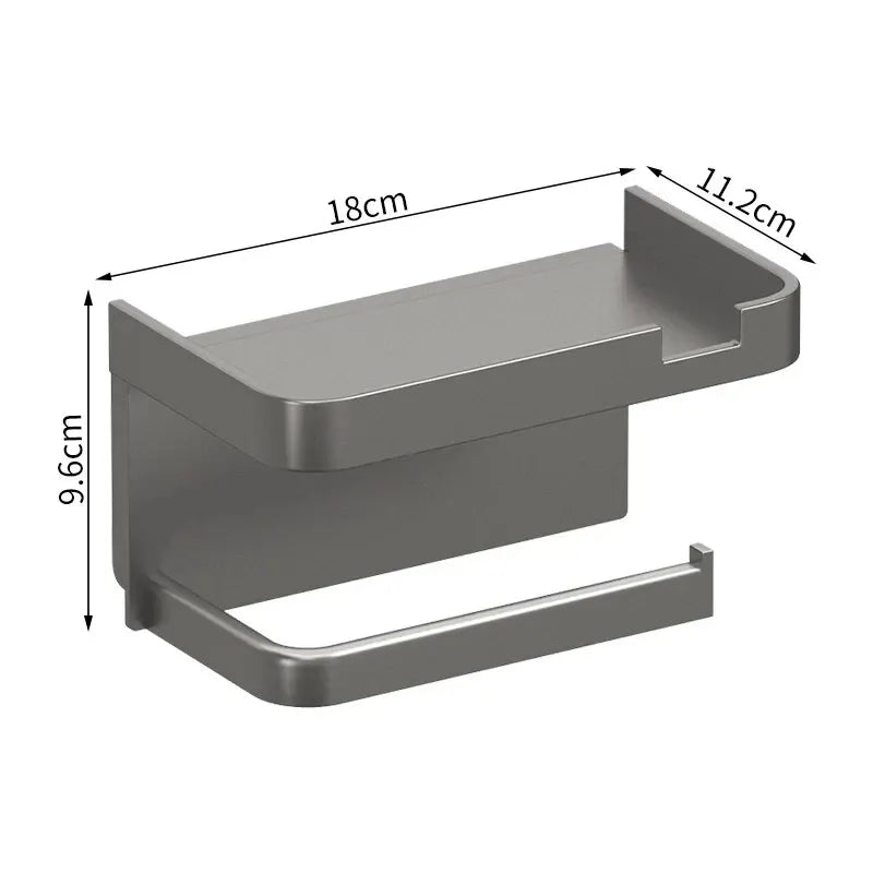 Toilet Paper Holder With Shelf Rack Bathroom Wall Roll Of Paper Phone Storage