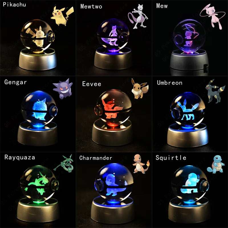 Pokemon Crystal Ball 3D Night Light With Lamp Base
