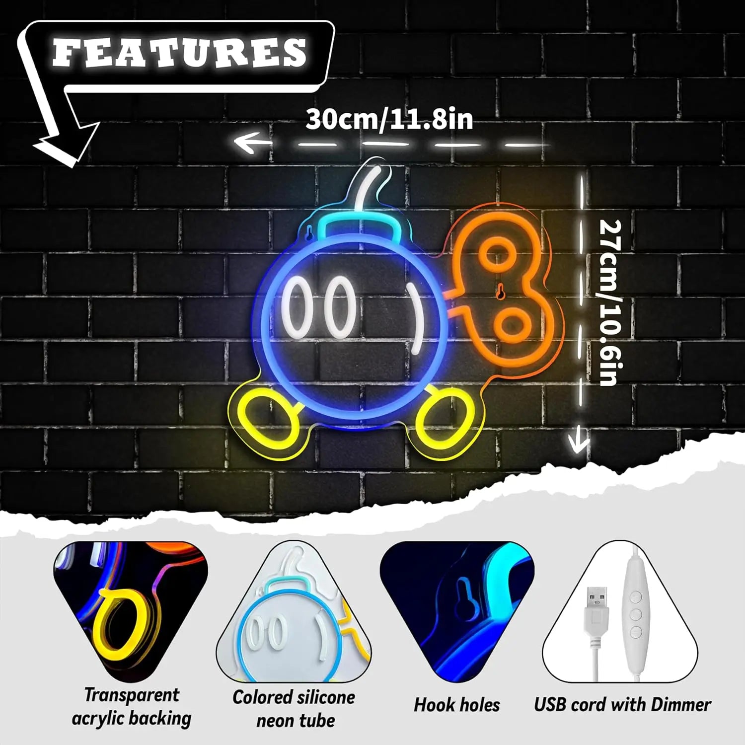 Bob-omb USB Dimmable Cartoon Neon Sign