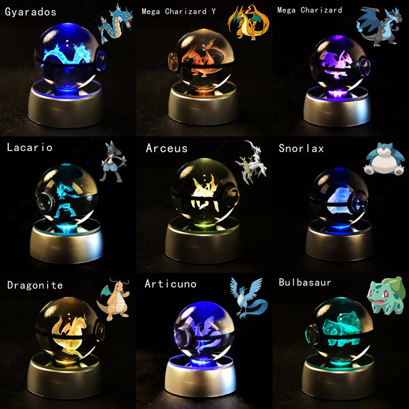 Pokemon Crystal Ball 3D Night Light With Lamp Base