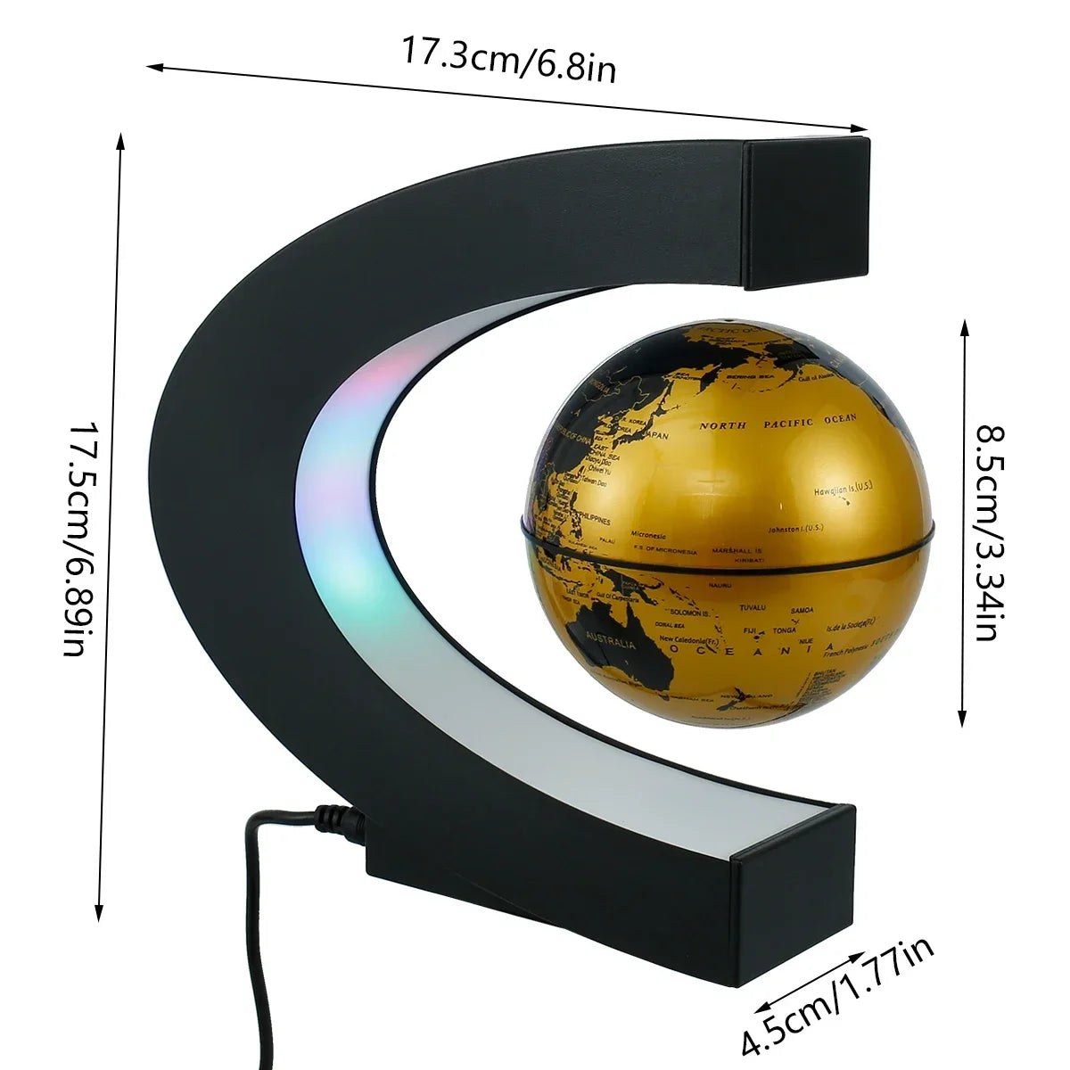 Magnetic Floating Earth Globe Lamp, LED Rotating Globe Levitation Light